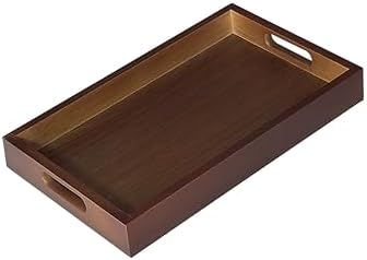 Serving Tray with Handles - 11.4x7.8 Inch Rectangular Bamboo Tray by VSUINGO-StriveforPerfection