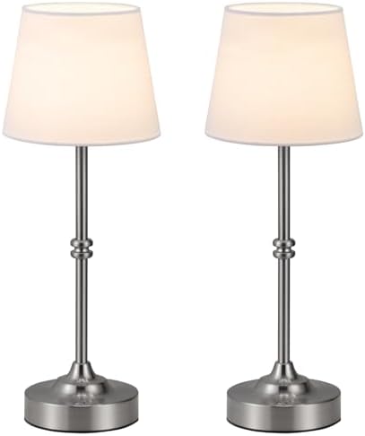 Kakanuo Rechargeable Cordless Table Lamp Silver - 2 Pack 4000mAh Battery Operated Lamp, 3000K Warm Light, Touch Control Stepless Dimming, for Bedside, Dining Table, Home Decor by KakanuoLightings