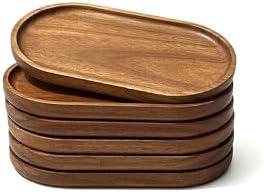 Small Wooden Tray (7.5 x 4.1 inch) 6 Pack, Oval Mini Serving Tray by VSUINGO-StriveforPerfection