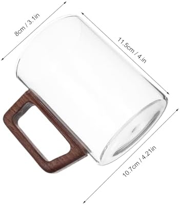 Veemoon Wooden Handle Glass Coffee Cup, Single-layer Glass Tea Mug, Thickened High-temperature Resistant Cup for Hot and Cold Beverages at Home - Image 2