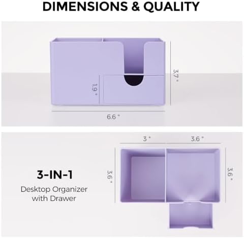 SKYDUE Small Desk Organizer with Sticky Notes Holder,Pen Holder for Deskc - Image 5