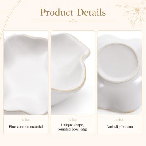 9 Pcs Ceramic Jewelry Dish Bulk White Lotus Leaf Shape Ring Holder Dish, Small Key Bowl Decorative Ring Tray, Ceramic Trinket Tray for Earrings, Rings, Key Bowl (White, 4.3in) - Image 3