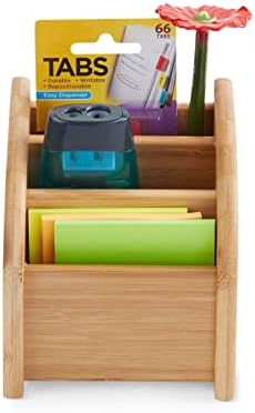 Bamboo Mini Desk Organizer, 3-Tier Office & Vanity Storage for Supplies, Cosmetics, Crafts, Toiletries, Eco-Friendly Bamboo - Image 2