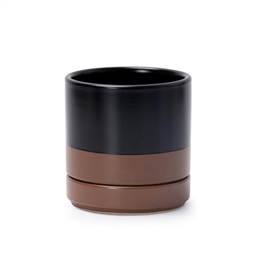 D'vine Dev 4.7 Inch Ceramic Planter Pot, Black/Tan, 94-O-B-7 by DvineDevPlanterPotsandStand