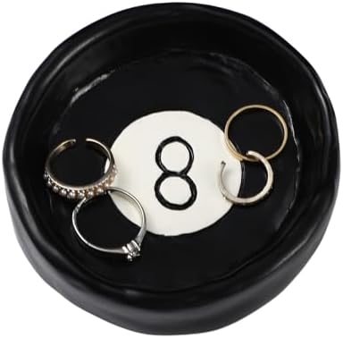 Roowest 8 Ball Jewelry Tray Black Trinket Dish Resin Home Decor by Roowest