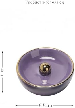 Purple Ceramic Incense Burner Bowl, 3.3 Inch Center Cone Stick Incense Holder, Minimalist Ash Catcher Bowl for Meditation Yoga Spa Home Decor, Aromatherapy Gift for Women - Image 2
