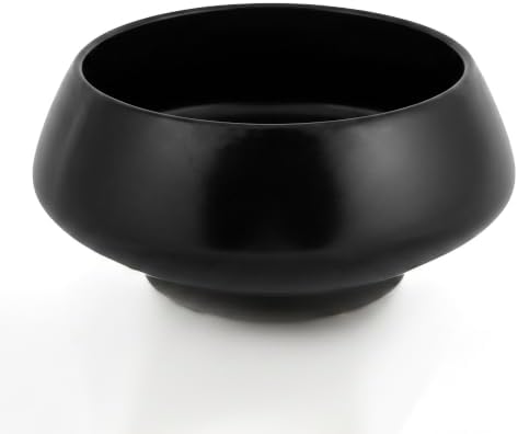 Irregular Ceramic Decorative Bowl Style Planter & Catchall Tray for Keys, Modern Centerpiece Bowl for Home Decor 8.5" L x 8.5" W x 3.5" H Black by HMETOL