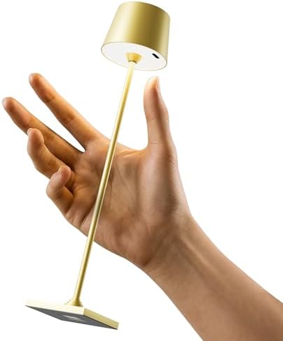 Timjorman Compact Cordless Table Lamp, Rechargeable LED Night Light, Dual Light Source (RGB Top & Warm Bottom), Touch Control & Timer, Metal Lamp for Bedroom & Kids Room (Golden 1-Pack) by Timjorman