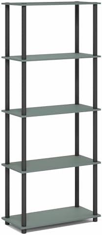 Furinno Turn-N-Tube Storage Shelves, 5-Tier Book Shelf, Corner Shelf, Toolless Open Shelves, for Organization and Storage, Living Room, Garage, Home Office, Sage Green - Image 6
