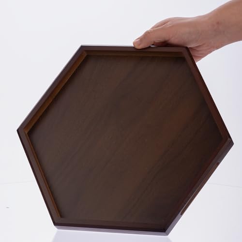 Hexagon Serving Trays & Platters, 11.8" Charcuterie Platter, Cafeteria Trays, Hexagon Wooden Ottoman Tray, Food Serving Boards Table Plates for Family Dinner Eating Parties - Image 7