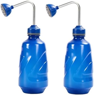2 Pack 450ML Small Watering Cans, 2 in 1 Spray Head for Plants, Blue by ANGAR