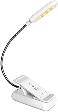 VAVOFO Clip On Book Light for Bed Kids, 7 LED Reading Light with 9-Level Warm Cool White Daylight, Eye Care Lamp with Power Indicator for Bookworms (White) by VAVOFO