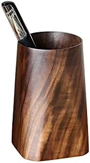 Durable Whole Piece Black Walnut Pencil Wood Pen Holder Wooden Desktop Pencil Cup Office Supplies Organizer Caddy Stand, 75x75x120mm - Image 2