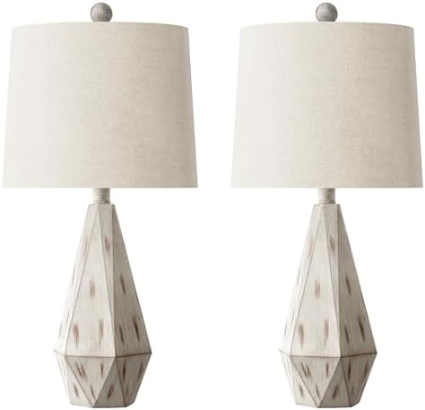 PoKat 23'' Farmhouse Table Lamps Set of 2, Beige Rustic Lamps for Living Bedroom Night Stands, Bedside Nightstands Living Room Table Lamps for End Side Table, Beige and White - Image 5