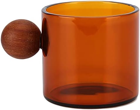 Clear Glass Coffee Cup Heat Wooden Handle for Office Home Use 120ml (Brown) - Image 6