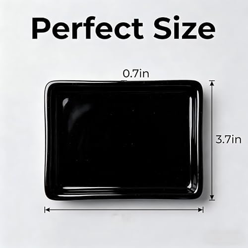 Square Minimalist Ceramic Ring Dish, Black Jewelry Tray for Women, Modern Vanity Decor & Organizer, Ideal Engagement Wedding Birthday Christmas Gift for Friend Sister - Image 2