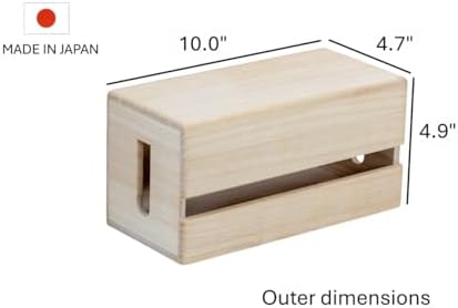 Paulownia Wood Cable Management Box – Handmade Cord Organizer for Power Strips, Chargers & Routers, Minimal Japanese Cable Storage, Made in Japan by Masuda - Image 3