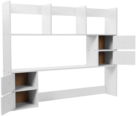 Desk Organizer with Drawers Desk Shelf Desk Hutch Tabletop Shelf with Drawers Desktop Hutch with Storage Desktop Bookshelf for Home Office Dorm Wood (39.4x6.7x31.5in) - Image 7