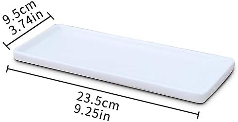Ceramic Vanity Tray Small Rectangle, Bathtub Tray Bathroom Organizer, Cosmetics Holder for Tissue Candle Towel Plant Jewelry Ring Dish Dresser Perfume Shampoo-White(1 Pc)(Large) - Image 2