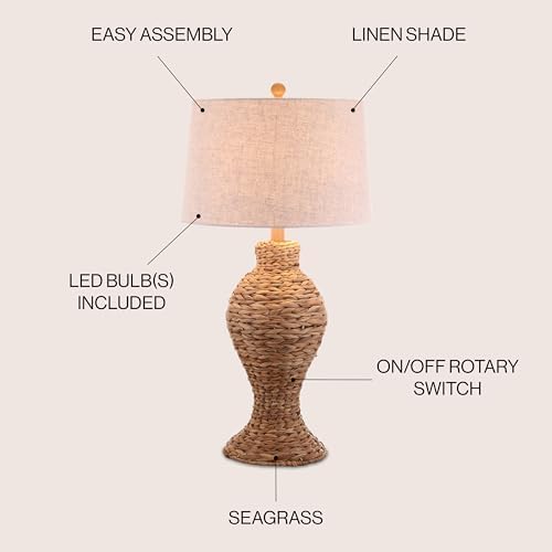 JONATHAN Y Elicia Farmhouse 31" Water Hyacinth Table Lamp, Natural - Image 5