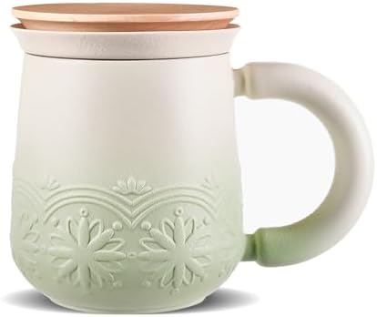 ZENS Tea Mug with Infuser and Lid for Loose Leaf Tea Steeper, 12oz Green by ZENSLIFESTYLE