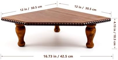OKSQW Wood Corner Counter Shelf Framehouse Decorative Tray Stand for Kitchen Bathroom Riser Organizer Coffee Bar Display Shelf with Detachable Legs (DarkBrown) - Image 3