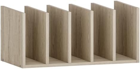 Vertical File Organizer with Five Tiered Compartments, Wood Desk Book Organizer with Storage Compartments for Office, Dorm, Classroom, Brown by VPSMATHOME