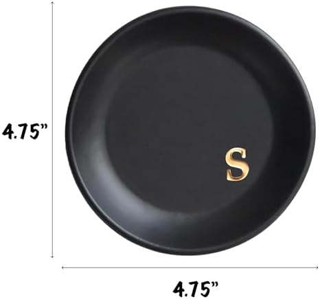 COLLECTIVE HOME - Ceramic Jewelry Tray, Decorative Trinket Dish for Rings Earrings Necklaces Bracelet Watch Keys, Birthday Mother's Day Christmas Gift for Women, 4.75", Black Surface (s) - Image 2