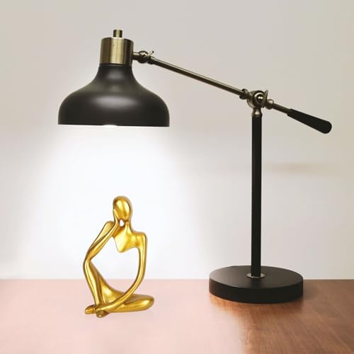 Sandstone Resin Thinker Statue Style Abstract Sculpture, Gold, Left - Image 3