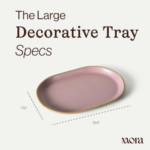 Mora Ceramic Decorative Tray - 10.6in Dish for Jewelry, Soap Dispenser, Perfume, Makeup, Accessories, Candle, in the Bathroom Vanity, Bedside, or Kitchen Counter. Cute Organizers - Dawn - Image 2