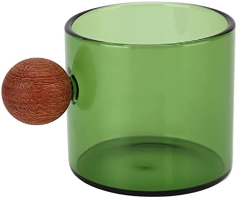 Kikumi Heat Clear Glass Coffee Cup with Wooden Ball Handle for Office Bar Party (Green) - Image 3