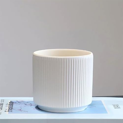 Ceramic 4.9+6.3 inch Planters, Modern Home and Office Flowerpot, Indoor and Outdoor Flowerpot with Drainage Hole (White) - Image 7