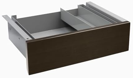 Desky Minimal Under Desk Drawer – Slim Pull-Out Metal Storage Organizer for Sit-Stand Desks, Smooth Glide, Space-Saving Design, Easy Mount, Dark Bamboo & Grey Frame by Desky