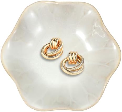 uxcell 1Pcs Ceramics Jewelry Plate, Lotus Leaf Shape Key Holder Bowl for Entryway Table Decor Small Ring Tray Dish Gift for Women Girlfriend, White by uxcell