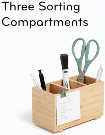 SKYREN Bamboo Desk Organizer – 7" x 3.5" x 4.2" Zen-Style Desktop Organizer for Office, Home & Study – Natural Wood Finish, Eco-Conscious Workspace Storage Solution - Image 4