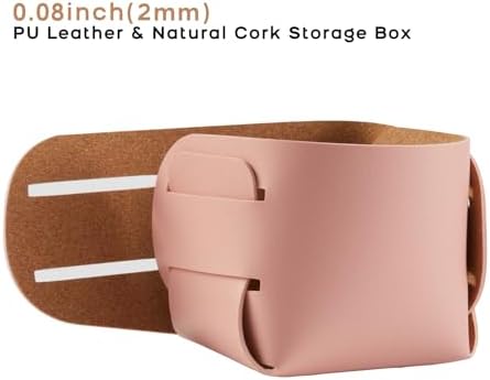 HOMIEAZICOZI 2-Pack Cork Leather Desk Accessories Storage - Pencil Pen Holder - Makeup Brush Holder Organizer - Stylish Addition to Home Decor (Pink) - Image 2