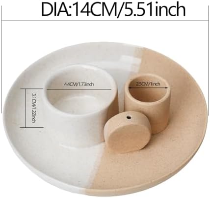 4 in 1 Incense Holder, Ceramic Incense Stick and Palo Santo Holder,Sage Holder for Burning- 4.25" Ceramic Ash Catcher Tray for Meditation and Yoga Room (White Sand) - Image 2