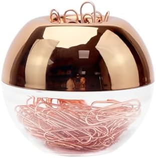 NatSumeBasics Rose Gold Paper Clip Holder Dispenser & 100 Paper Clips by NatSumeBasics