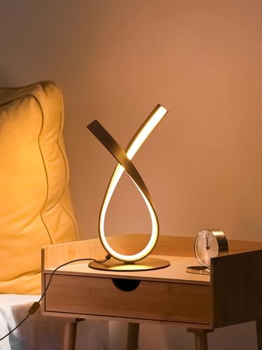 NUÜR Black Spiral LED Table Lamp, Stepless Dimmable Bedside Lamp - Image 2