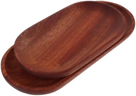 VOSAREA 2PCS Oval Wood Tray Japanese Wooden Tray Set by Vosarea