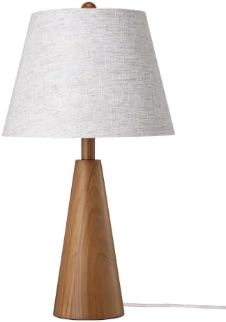 EDISHINE Mid Century Table Lamp, Tapered Walnut Wood Base, E26 Socket - Image 7