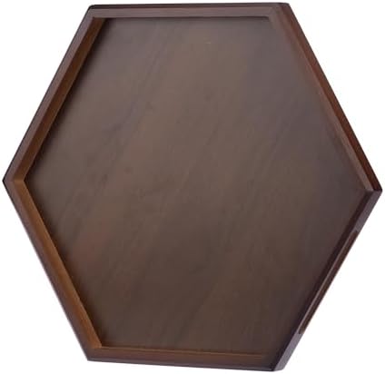 Hexagon Serving Trays & Platters, 11.8" Charcuterie Platter, Cafeteria Trays, Hexagon Wooden Ottoman Tray, Food Serving Boards Table Plates for Family Dinner Eating Parties by JIMMYLUCKY
