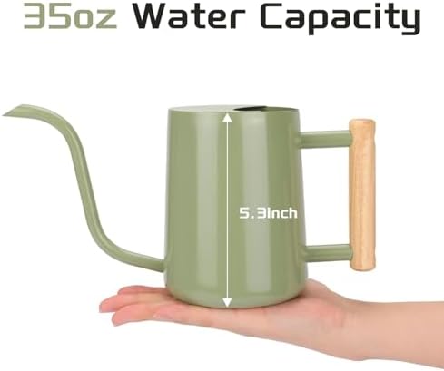 Metal Watering Can for Indoor Plants, 35oz Sage Green Cute Stainless Steel Pot with Long Spout for Indoor House Plants Bonsai Outdoor Garden Flower Decorative - Image 2