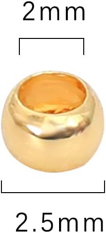 14K Gold Plated Crimp Beads Non Tarnish 2.5mm 600pcs for Jewelry Making Findings