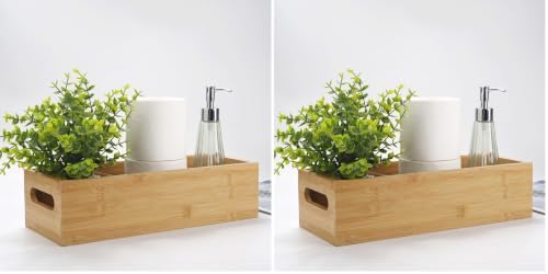 Toilet Tank Paper Basket for Back of Tank Top, Bamboo Bathroom Storage for Organizing (15 x 6 x 4 inch) (Pack of 2) by XIMISISE