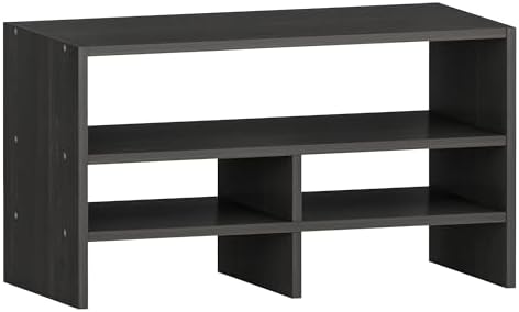 Wood Office Supplies Organizer with Storage Spaces, Desk Top Organizer Shelf with Five Storage Compartments for Desk, Office, Dorm, Classroom, Black by VPSMATHOME