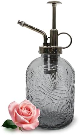 Glass Plant Mister Spray Bottle, 350ML Vintage Plant Spritzer, Succulent Watering Bottle Glass with Top Pump, Small Plants Sprayer Watering Can for Indoor (Gray) by VKSG