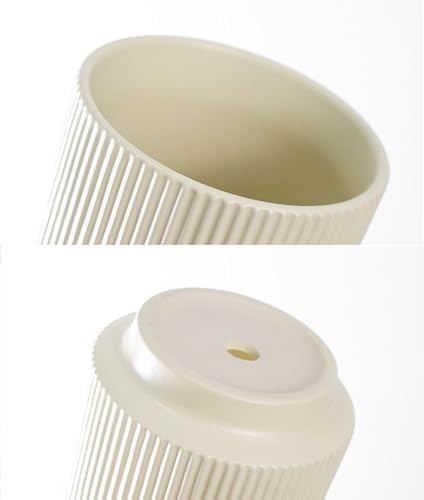 Ceramic 4.9+6.3 inch Planters, Modern Home and Office Flowerpot, Indoor and Outdoor Flowerpot with Drainage Hole (Light Yellow) - Image 5