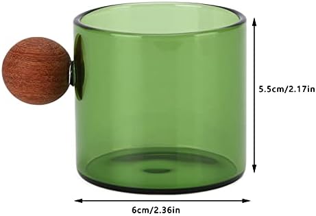 120ml Glass Coffee Mug, Clear Glass Coffee Cup with Wooden Handle, Heat Resistant Glass Cup for for Latte, Cappuccino, Tea and Hot Beverages, Suitable for Office Bar Party(Green) - Image 2