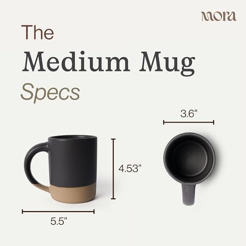 MORA Medium Mugs Set of 4, 16oz Ceramic Pottery Latte Mugs/Coffee Cups - Microwave and Dishwasher Safe - Liquorice - Image 2